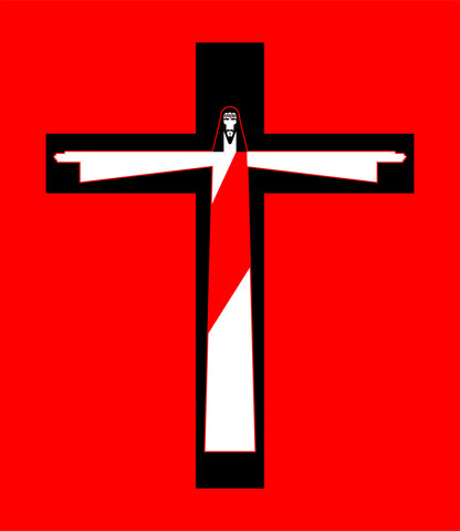 Simple Jesus Cross Symbol with Thorn Crown Cartoon Icon Vinyl Decal Sticker