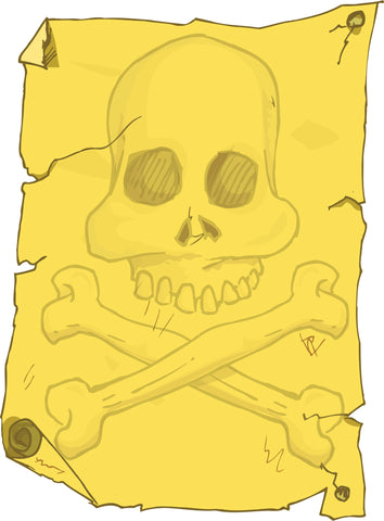 Simple Kids Drawing Skull Crossbones Pirate Map Cartoon Vinyl Decal Sticker