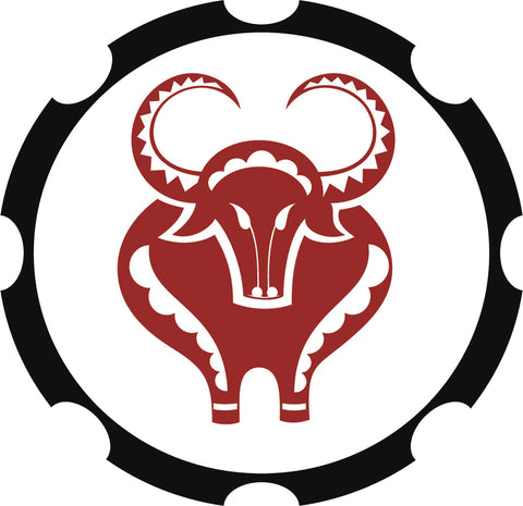 Simple Maroon Chinese Astrology Zodiac Character Cartoon Icon - Caribou Vinyl Decal Sticker
