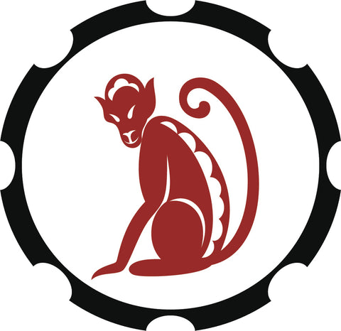 Simple Maroon Chinese Astrology Zodiac Character Cartoon Icon - Monkey Vinyl Decal Sticker