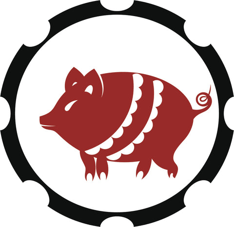 Simple Maroon Chinese Astrology Zodiac Character Cartoon Icon - Pig Vinyl Decal Sticker