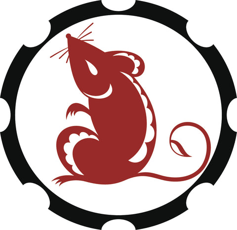Simple Maroon Chinese Astrology Zodiac Character Cartoon Icon - Rat Vinyl Decal Sticker