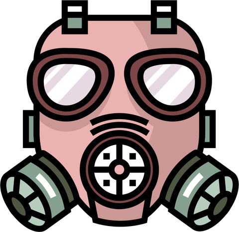 Simple Military Uniform Equipment Cartoon Icon - Gas Mask Vinyl Decal Sticker