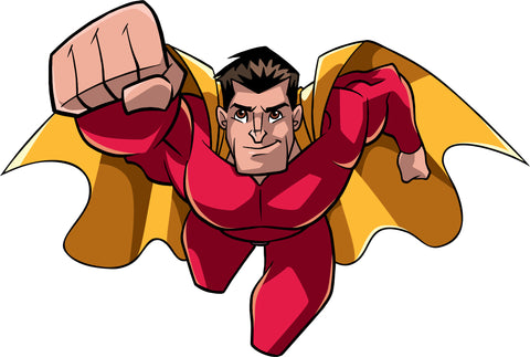 Simple Muscular Flying Superhero Cartoon Vinyl Decal Sticker