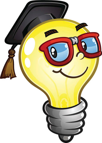 Simple Nerdy Graduate Brain Lightbulb Idea Cartoon Emoji Vinyl Decal Sticker