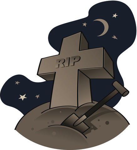 Simple Night RIP Cross Tombstone with Shovel Cartoon Icon Vinyl Decal Sticker