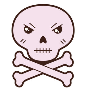 Skull and Cross Bones  Cartoon Icon - Angry Vinyl Decal Sticker