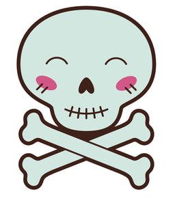 Skull and Cross Bones  Cartoon Icon - Happy Vinyl Decal Sticker