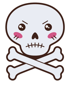 Skull and Cross Bones  Cartoon Icon - Unhappy Vinyl Decal Sticker