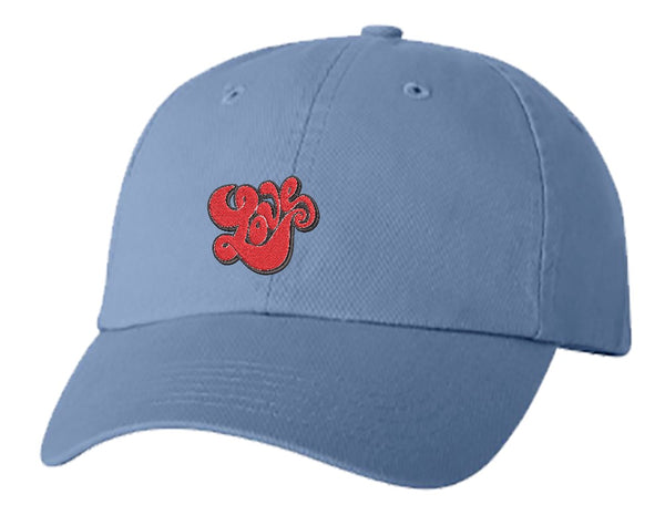 Unisex Adult Washed Dad Hat Simple Red Retro Love Bubble Letter Embroidery Sketch Design