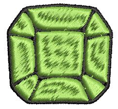 Iron on / Sew On Patch Applique Square Cushion Beveled Gemstone Birthstone Jewel Cartoon - Emerald Green Embroidered Design