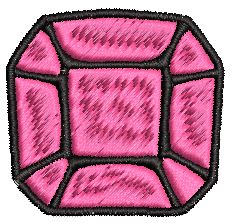 Iron on / Sew On Patch Applique Square Cushion Beveled Gemstone Birthstone Jewel Cartoon - Pink Garnet Embroidered Design