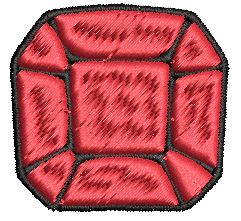 Iron on / Sew On Patch Applique Square Cushion Beveled Gemstone Birthstone Jewel Cartoon - Ruby Red Embroidered Design