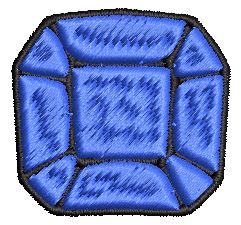 Iron on / Sew On Patch Applique Square Cushion Beveled Gemstone Birthstone Jewel Cartoon - Sapphire Blue Embroidered Design