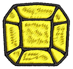 Iron on / Sew On Patch Applique Square Cushion Beveled Gemstone Birthstone Jewel Cartoon - Yellow Quartz Embroidered Design