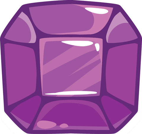 Square Cushion Beveled Gemstone Birthstone Jewel Cartoon - Amethyst Purple Vinyl Decal Sticker