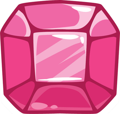 Square Cushion Beveled Gemstone Birthstone Jewel Cartoon - Pink Garnet Vinyl Decal Sticker