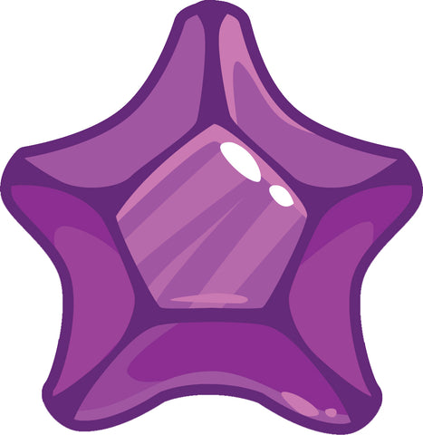 Star Beveled Gemstone Birthstone Jewel Cartoon - Amethyst Purple Vinyl Decal Sticker
