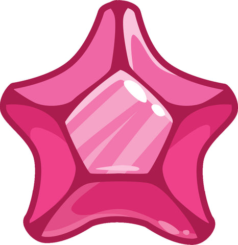 Star Beveled Gemstone Birthstone Jewel Cartoon - Pink Garnet Vinyl Decal Sticker