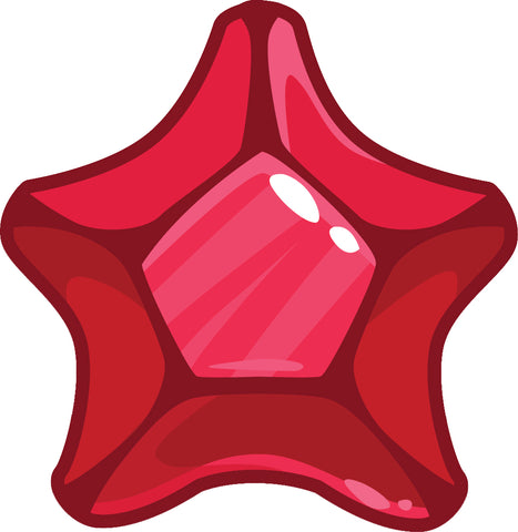 Star Beveled Gemstone Birthstone Jewel Cartoon - Ruby Red Vinyl Decal Sticker