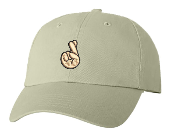 Unisex Adult Washed Dad Hat Fingers Crossed Promised Symbol Cartoon 1 Embroidery Sketch Design