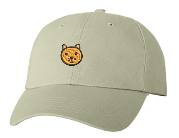 Unisex Adult Washed Dad Hat Happy Simple Farm Zoo Animal Nursery Cartoon Emoji - Cat Embroidery Sketch Design