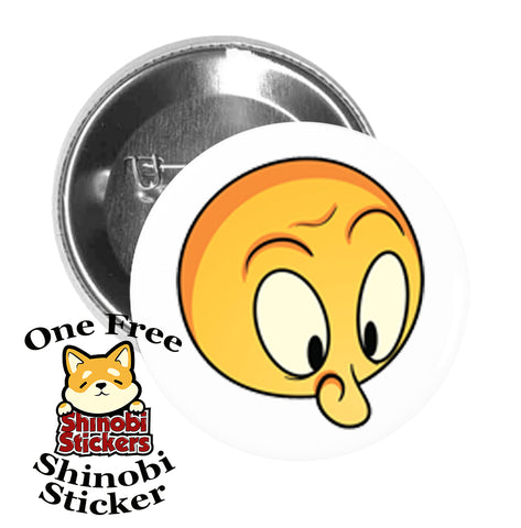 Round Pinback Button Pin Brooch Super Silly Extreme Emoji Yellow Face Cartoon #4