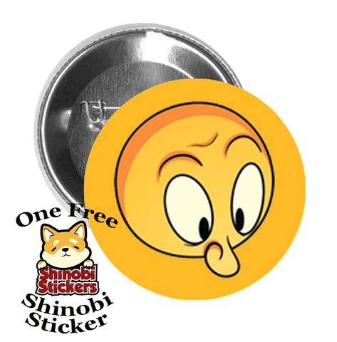 Round Pinback Button Pin Brooch Super Silly Extreme Emoji Yellow Face Cartoon #4 Gold