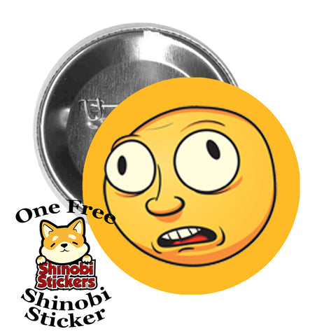 Round Pinback Button Pin Brooch Super Silly Extreme Emoji Yellow Face Cartoon #7 Gold