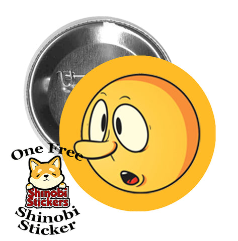 Round Pinback Button Pin Brooch Super Silly Extreme Emoji Yellow Face Cartoon #8 Gold