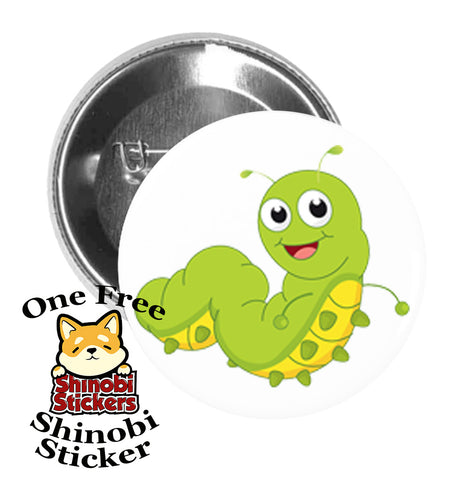Round Pinback Button Pin Brooch Sweet Adorable Cute Animal Kindergarten Nursery Cartoon - Caterpillar