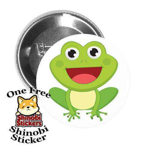 Round Pinback Button Pin Brooch Sweet Adorable Cute Animal Kindergarten Nursery Cartoon - Frog