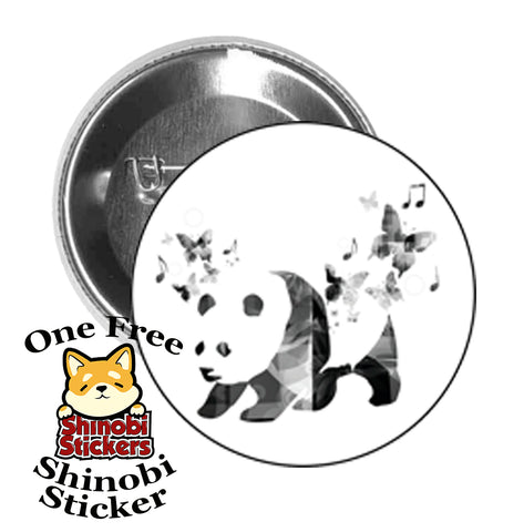 Round Pinback Button Pin Brooch Sweet Bear Couple on Moon