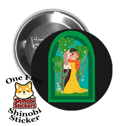 Round Pinback Button Pin Brooch Sweet Colorful Forest Elopement Cartoon Icon