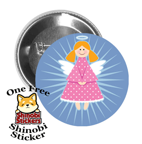 Round Pinback Button Pin Brooch Sweet Floating Kid Nursery Angel Cartoon Icon