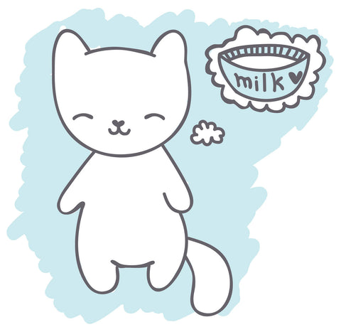 Sweet Kitty Cat Kitten with Milky Dreams Vinyl Decal Sticker
