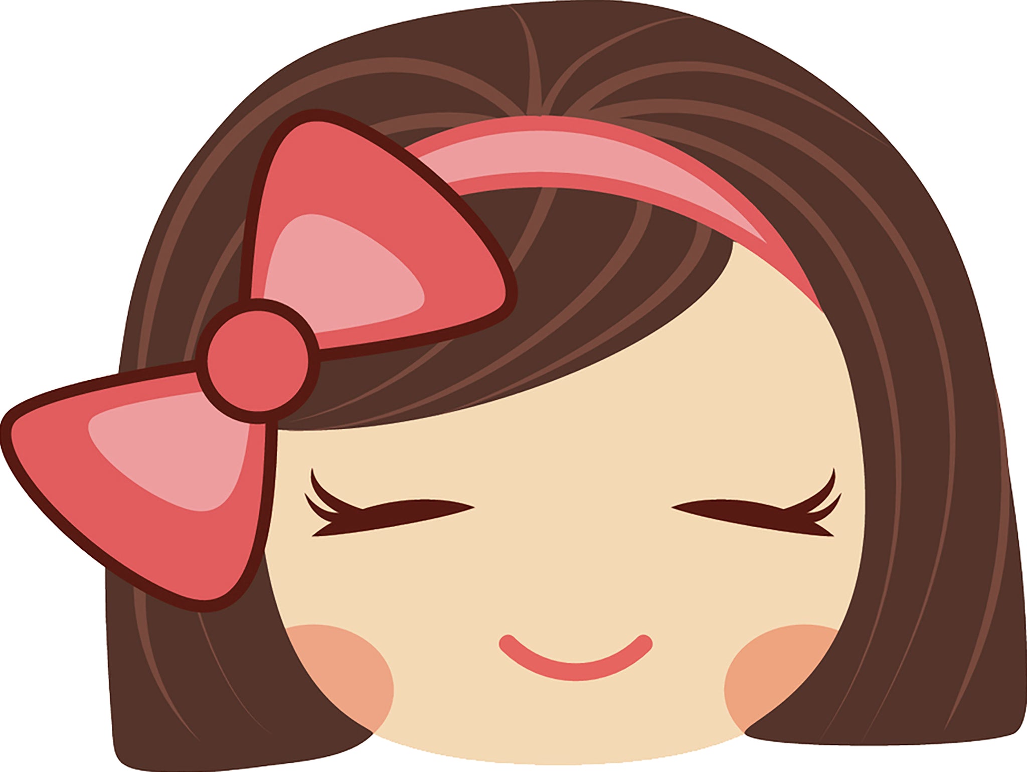 Sweet Little Kawaii School Girl with Pink Bow Emoji #2 Vinyl Decal Sticker