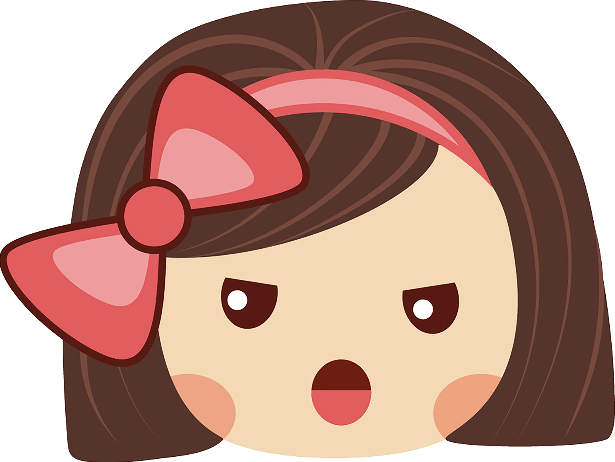 Sweet Little Kawaii School Girl with Pink Bow Emoji #3 Vinyl Decal Sticker