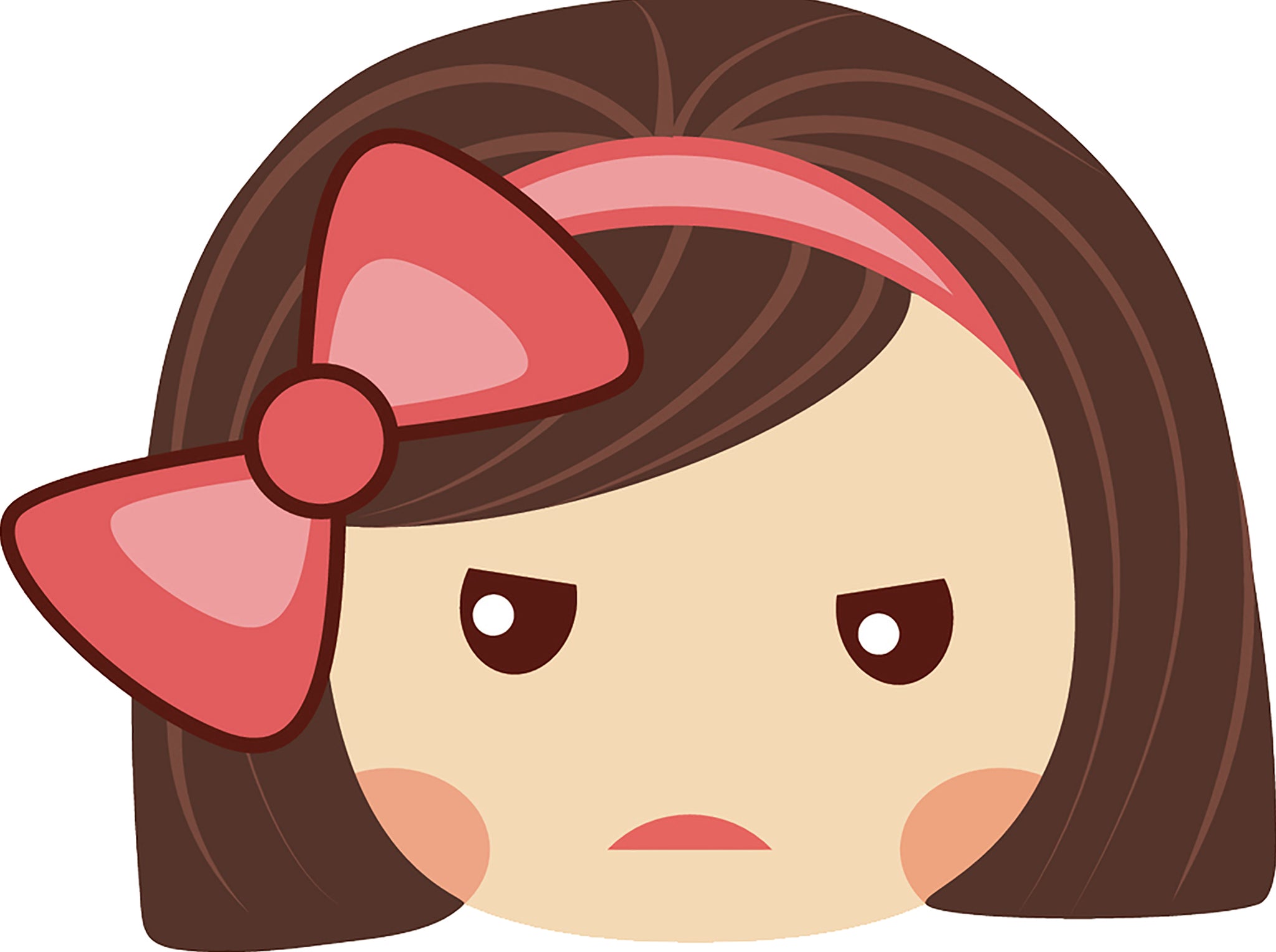 Sweet Little Kawaii School Girl with Pink Bow Emoji #5 Vinyl Decal Sticker