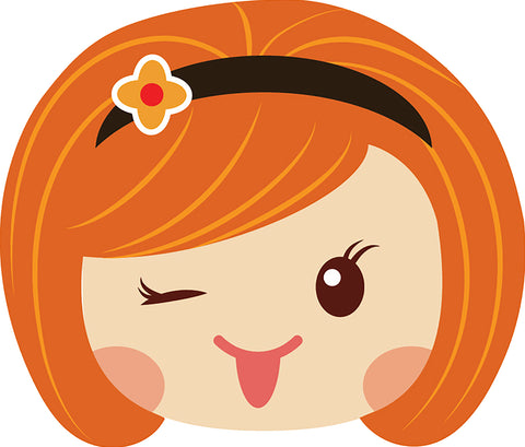 Sweet Little Red Head Kawaii School Girl Emoji #12 Vinyl Decal Sticker