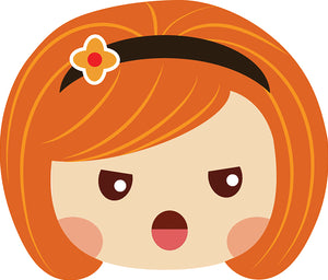 Sweet Little Red Head Kawaii School Girl Emoji #3 Vinyl Decal Sticker