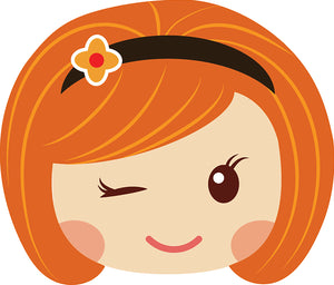 Sweet Little Red Head Kawaii School Girl Emoji #6 Vinyl Decal Sticker