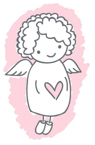 Sweet Pink Little Angel Girl with Heart Vinyl Decal Sticker