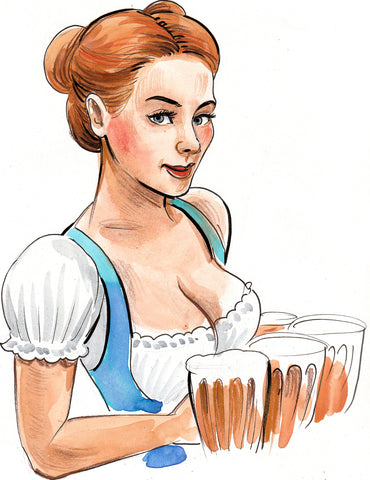 Sweet Pretty Beer Wench Maid Watercolor Pen Art Vinyl Decal Sticker