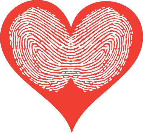 Sweet Romantic Valentines Day Heart Cartoon Icon - Fingerprint Art Vinyl Decal Sticker