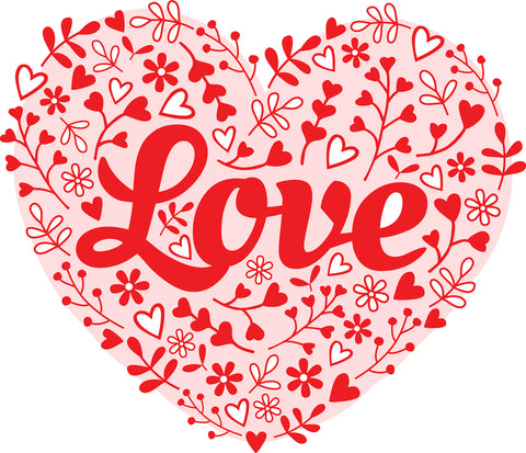 Sweet Romantic Valentines Day Heart Cartoon Icon - Flower Love Vinyl Decal Sticker