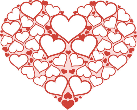 Sweet Romantic Valentines Day Heart Cartoon Icon - Mini Hearts Vinyl Decal Sticker