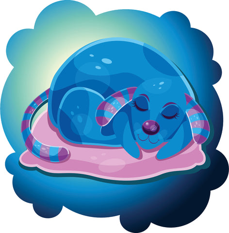 Sweet Sleeping Purple Blue Future Puppy Dog Cartoon Icon Vinyl Decal Sticker
