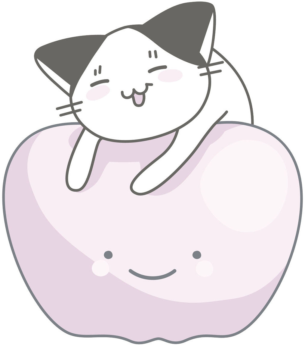 Sweet Tired Kitty Cat on Pink Apple Jellyfish Vinyl Decal Sticker