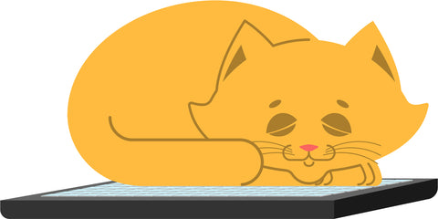 Sweet Yellow Kitty Cat Sleeping on Phone Ipad Laptop Cartoon Vinyl Decal Sticker